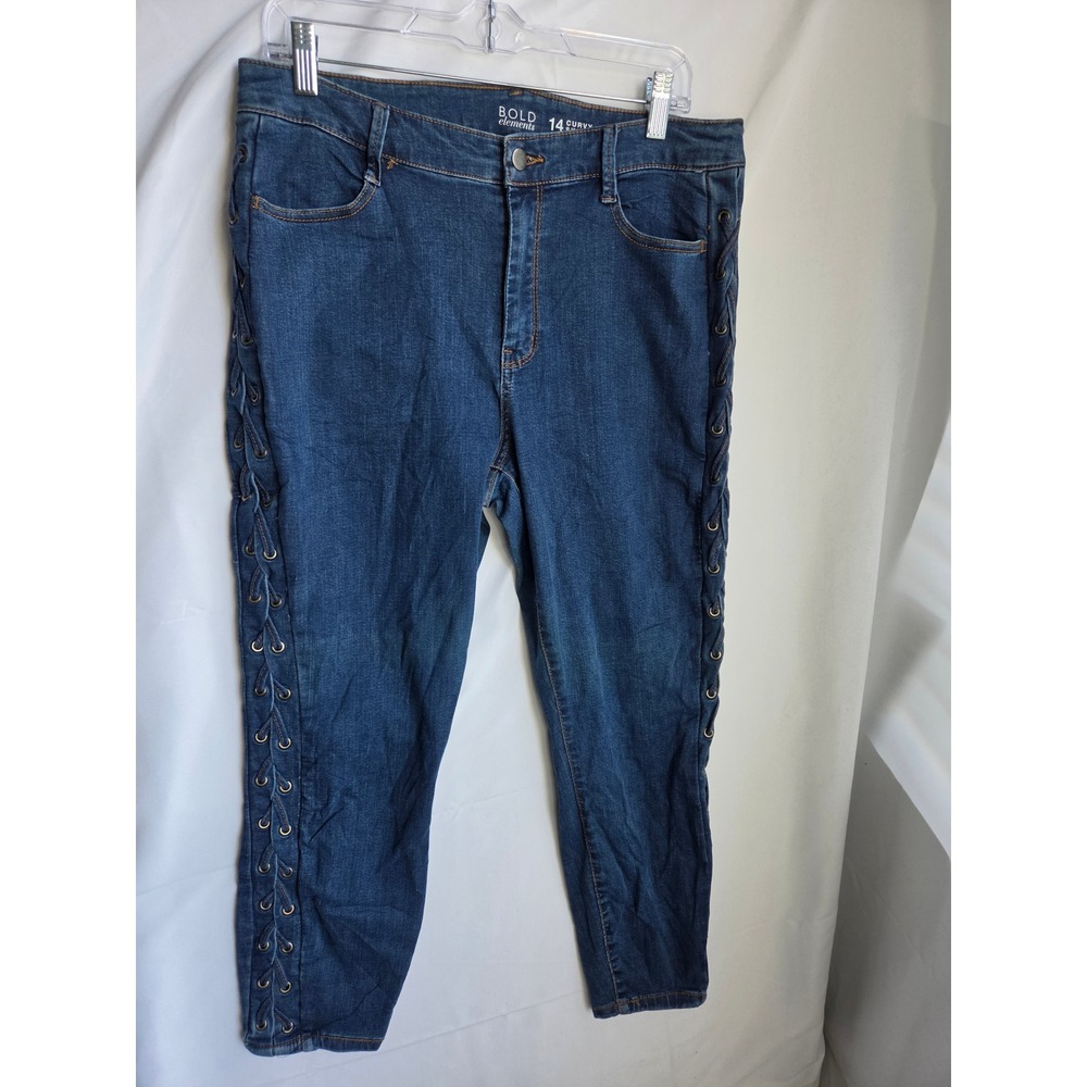 Bold Elements Curvy Skinny Jeans Womens Blue Medium Wash Curvy High Skinny